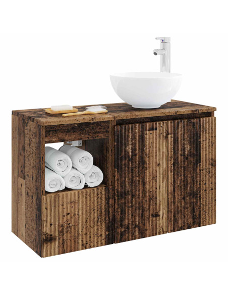 Set di mobili per il bagno 2 pz Legno antico