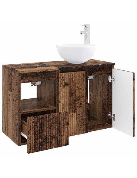 Set di mobili per il bagno 2 pz Legno antico