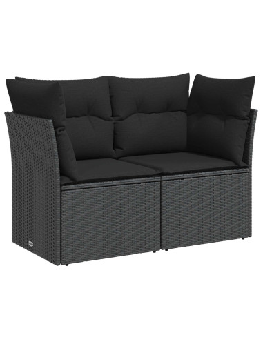 Set di divani 6 pz Nero Rattan sintetico e Acciaio