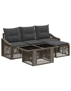 Set Divano da Giardino 5 pz Grigio e Grigio Scuro polyrattan 2