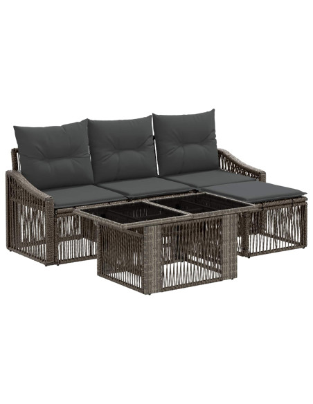 Set Divano da Giardino 5 pz Grigio e Grigio Scuro polyrattan