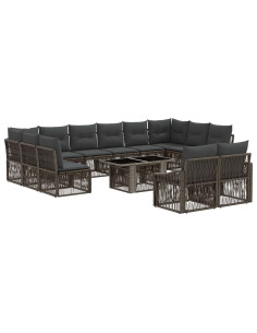 Set Divano da Giardino 13 pz Grigio e Grigio Scuro polyrattan 2