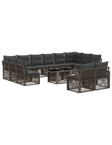 Set Divano da Giardino 13 pz Grigio e Grigio Scuro polyrattan