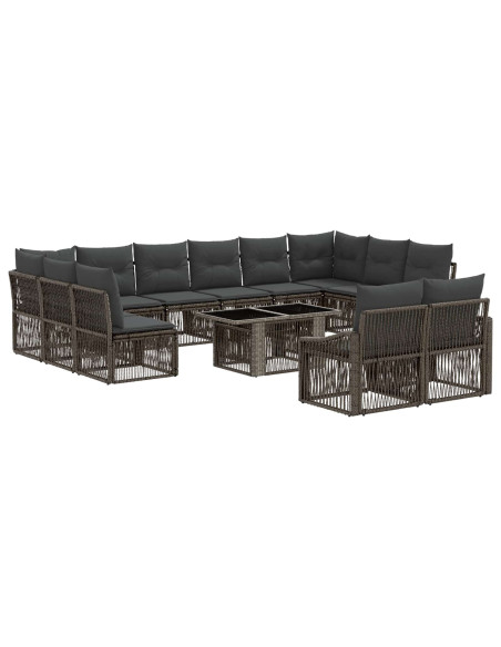 Set Divano da Giardino 13 pz Grigio e Grigio Scuro polyrattan