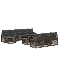 Set Divano da Giardino 11 pz Grigio e Grigio Scuro polyrattan 2