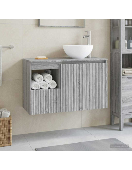 Set di mobili per il bagno 2 pz Sonoma grigio