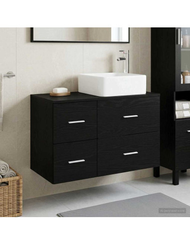 Set di mobili per il bagno 2 pz Rovere Nero