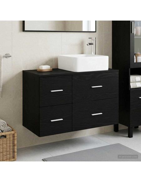 Set di mobili per il bagno 2 pz Rovere Nero