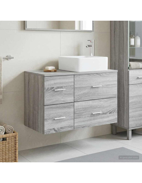 Set di mobili per il bagno 2 pz Sonoma grigio