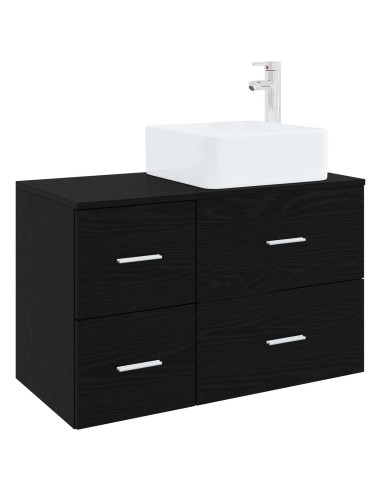 Set di mobili per il bagno 2 pz Rovere Nero