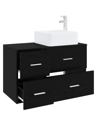 Set di mobili per il bagno 2 pz Rovere Nero