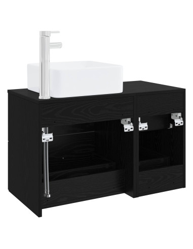 Set di mobili per il bagno 2 pz Rovere Nero