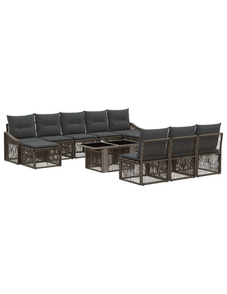 Set Divano da Giardino 11 pz Grigio e Grigio Scuro polyrattan