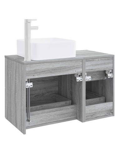 Set di mobili per il bagno 2 pz Sonoma grigio