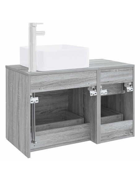 Set di mobili per il bagno 2 pz Sonoma grigio