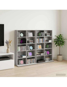 Mobile per CD 2 pz Sonoma grigio 65 x 23,5 x 97,5 cm