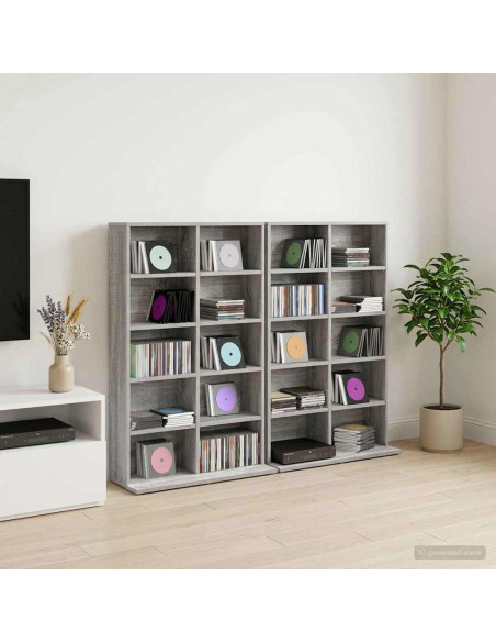 Mobile per CD 2 pz Sonoma grigio 65 x 23,5 x 97,5 cm