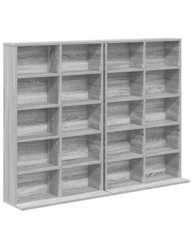Mobile per CD 2 pz Sonoma grigio 65 x 23,5 x 97,5 cm