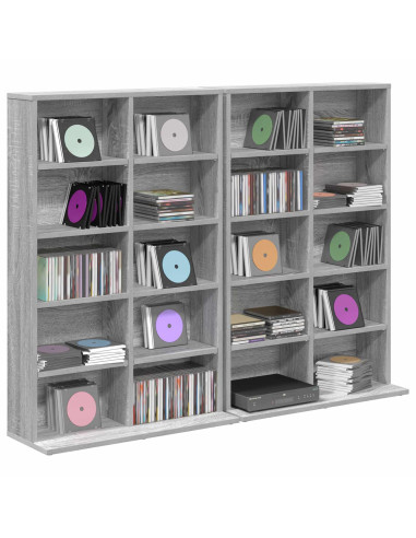 Mobile per CD 2 pz Sonoma grigio 65 x 23,5 x 97,5 cm