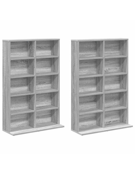 Mobile per CD 2 pz Sonoma grigio 65 x 23,5 x 97,5 cm