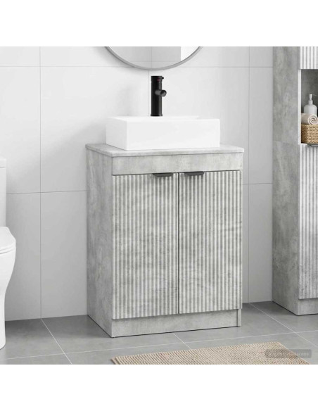 Set di mobili per il bagno Grigio Cemento Legno ingegnerizzato