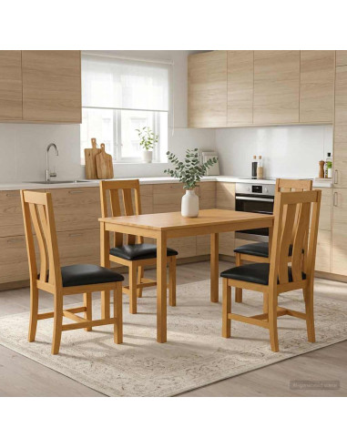 Set da pranzo 5 pz Nero Legno di Quercia Massello