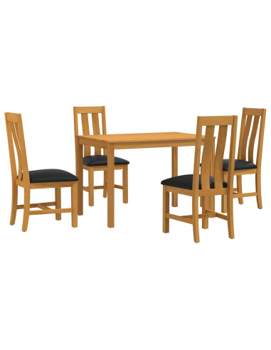 Set da pranzo 5 pz Nero Legno di Quercia Massello