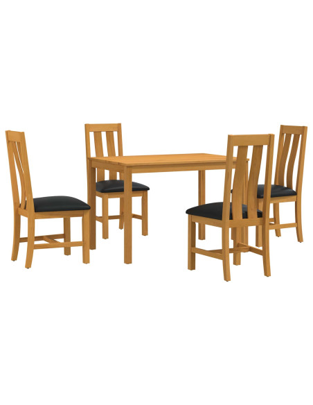 Set da pranzo 5 pz Nero Legno di Quercia Massello