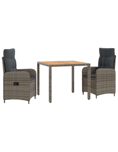 Set da pranzo per esterni 3 pz Grigio chiaro e grigio scuro