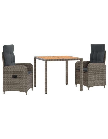Set da pranzo per esterni 3 pz Grigio chiaro e grigio scuro