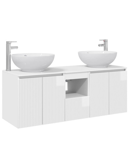 Set di Armadi da Bagno 3 pz Bianco Lucido 49,5 x 44,5 x 65 cm