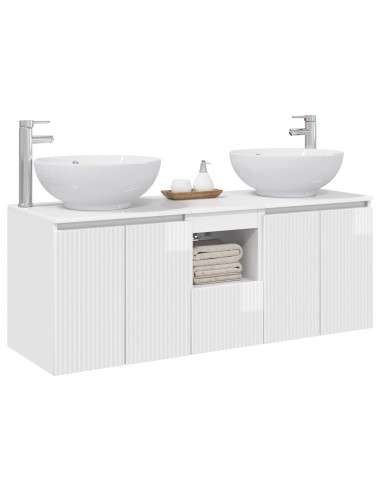 Set di Armadi da Bagno 3 pz Bianco Lucido 49,5 x 44,5 x 65 cm