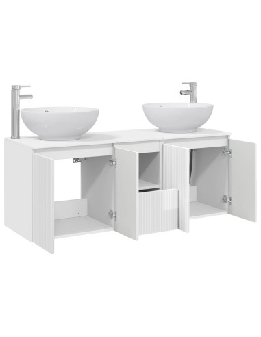 Set di Armadi da Bagno 3 pz Bianco Lucido 49,5 x 44,5 x 65 cm