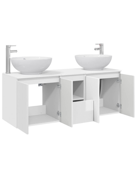 Set di Armadi da Bagno 3 pz Bianco Lucido 49,5 x 44,5 x 65 cm