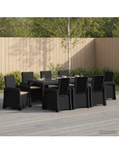 Set da Pranzo per Giardino 9 pz Antracite e Tortora PP