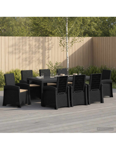Set da Pranzo per Giardino 9 pz Antracite e Tortora PP
