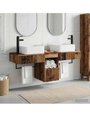 Set di mobili per il bagno 3 pz Legno antico