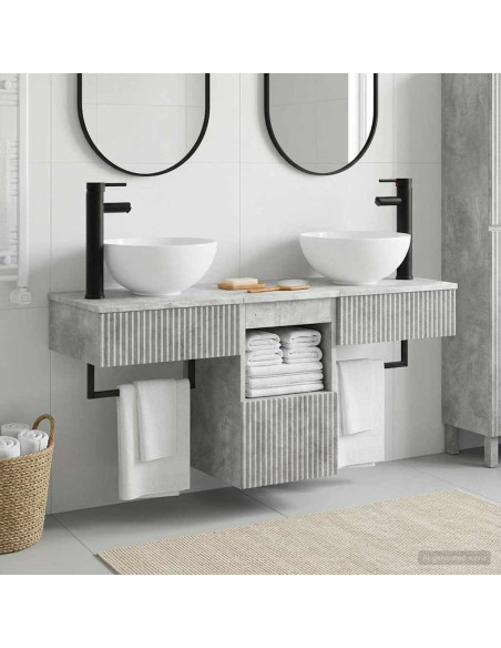 Set di mobili per il bagno 3 pz Grigio Cemento