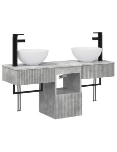 Set di mobili per il bagno 3 pz Grigio Cemento 2