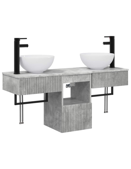 Set di mobili per il bagno 3 pz Grigio Cemento