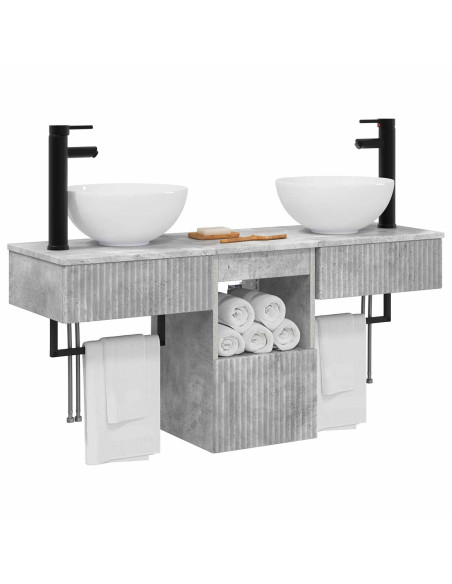 Set di mobili per il bagno 3 pz Grigio Cemento