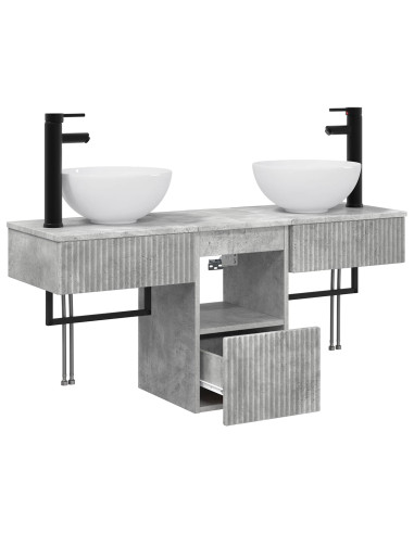 Set di mobili per il bagno 3 pz Grigio Cemento
