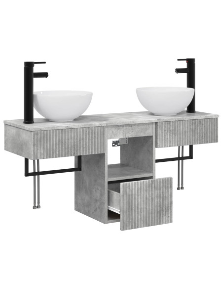 Set di mobili per il bagno 3 pz Grigio Cemento