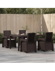 Set da Pranzo per Giardino 5 pz Marrone e Grigio Chiaro PP