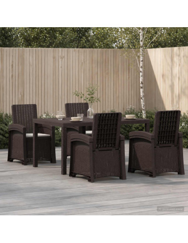 Set da Pranzo per Giardino 5 pz Marrone e Grigio Chiaro PP