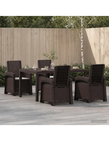 Set da Pranzo per Giardino 5 pz Marrone e Grigio Chiaro PP