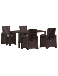 Set da Pranzo per Giardino 5 pz Marrone e Grigio Chiaro PP 2