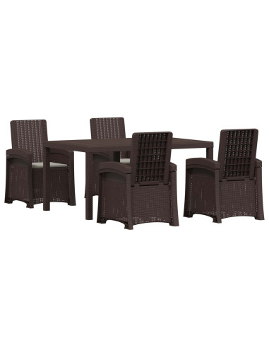 Set da Pranzo per Giardino 5 pz Marrone e Grigio Chiaro PP