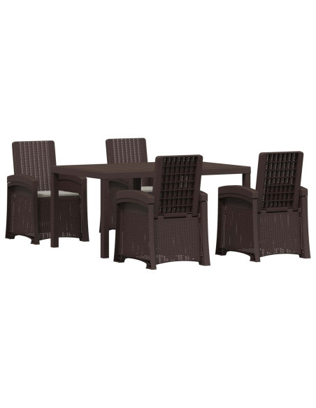 Set da Pranzo per Giardino 5 pz Marrone e Grigio Chiaro PP