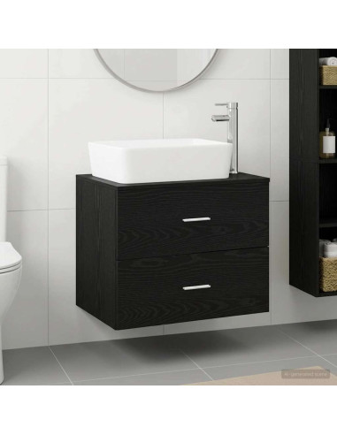 Set di mobili per il bagno Rovere Nero Legno ingegnerizzato